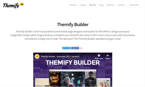 Themify Page Builder Plugin pentru WordPress