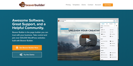 Beaver Builder najboljši vtičnik WordPress page builder
