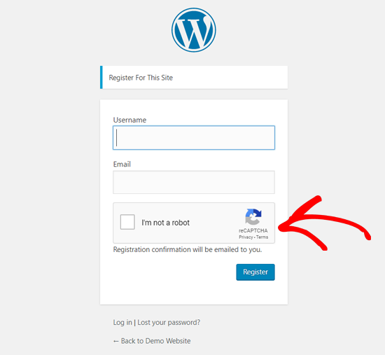 WordPress Registreringsside med reCAPTCHA