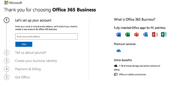 Регистрация в Office 365