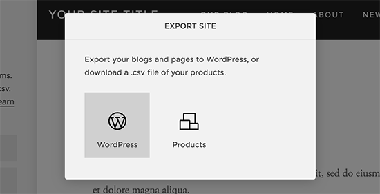 I-export ang parisukat na data sa format na WordPress