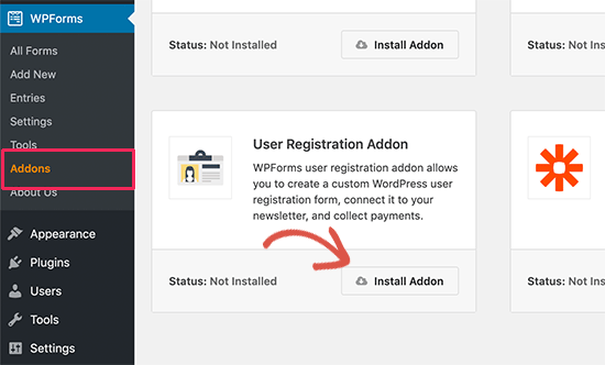 ユーザー登録とログインフォームアドオンをインストールする