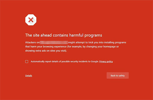 Dette nettstedet inneholder skadelige programmer feil i Google Chrome