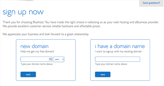 Pilih nama domain